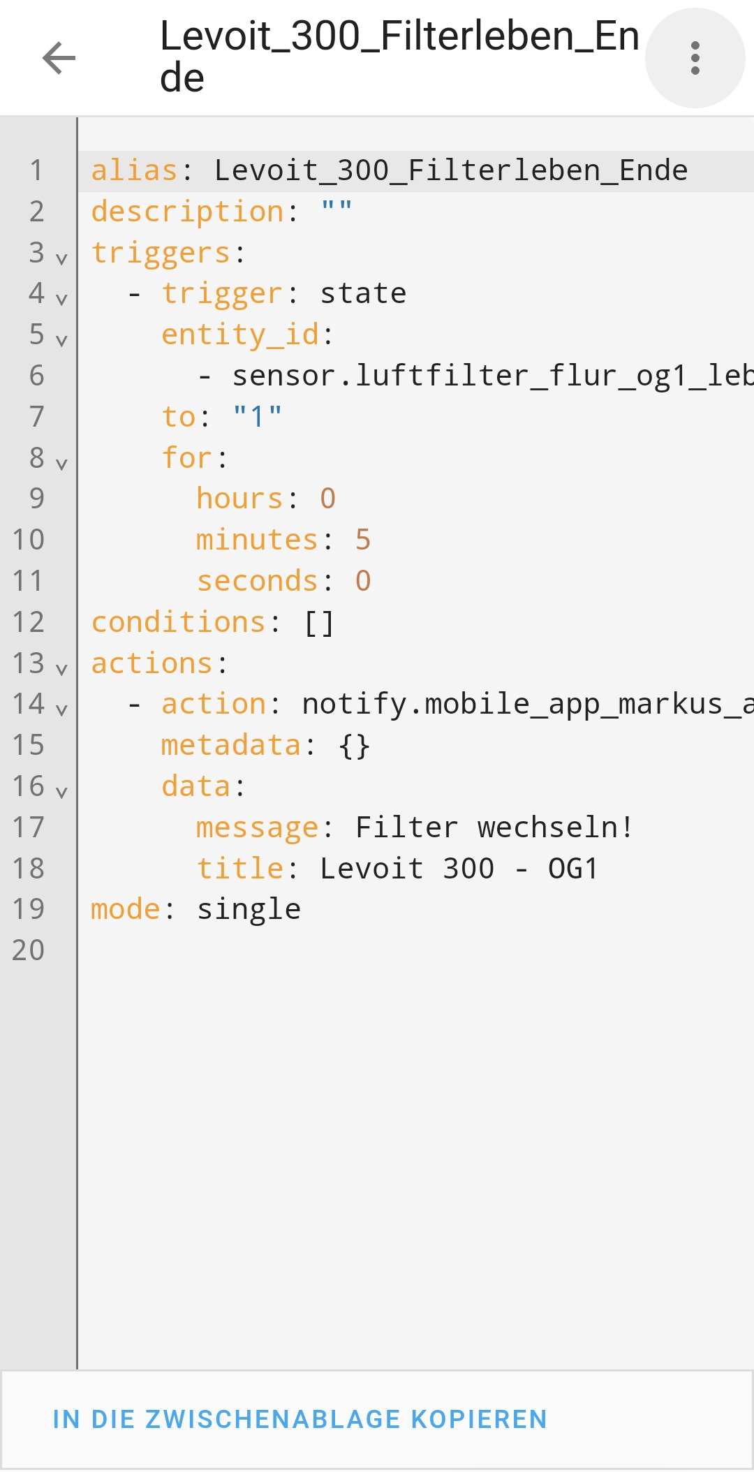 YAML Konfiguration für Automatisierung in Home Assistant