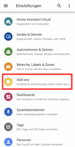 Add-On Bereich in Home Assistant