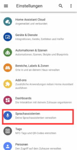Sprachassistent in den Einstellunhen von Home Assistant