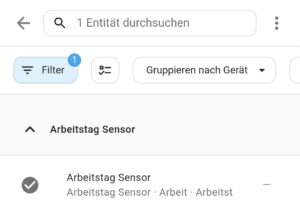 Entität der Arbeitstag Integration in Home Assistant